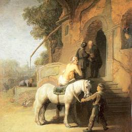 《慈善撒玛利亚人（也称为好撒玛利亚人）》伦勃朗(Rembrandt)高清作品欣赏