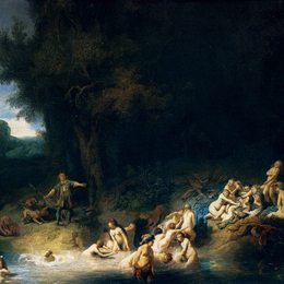 伦勃朗(Rembrandt)高清作品:Diana Bathing, with the Stories of Actaeon and Callisto