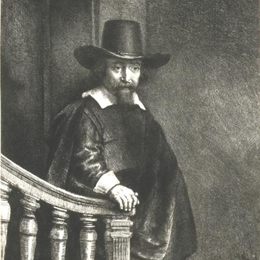《以法莲·加努斯（带栏杆的犹太人）》伦勃朗(Rembrandt)高清作品欣赏