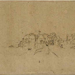 伦勃朗(Rembrandt)高清作品:Figures on the Anthoniesdijk Entering Houtewael