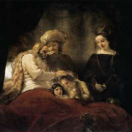 《雅各伯祝福约瑟夫的孩子们》伦勃朗(Rembrandt)高清作品欣赏
