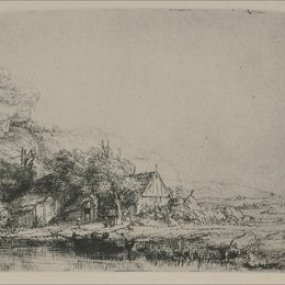 《牛饮山水》伦勃朗(Rembrandt)高清作品欣赏
