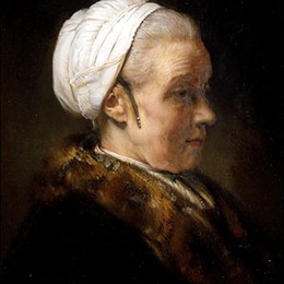 《白帽老年妇女的照明研究》伦勃朗(Rembrandt)高清作品欣赏