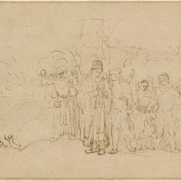 《罗特和他的家人离开索多姆》伦勃朗(Rembrandt)高清作品欣赏