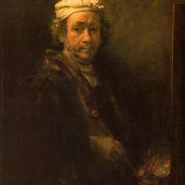 《画架上的艺术家肖像》伦勃朗(Rembrandt)高清作品欣赏