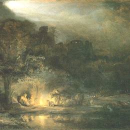 《在逃往埃及途中休息》伦勃朗(Rembrandt)高清作品欣赏