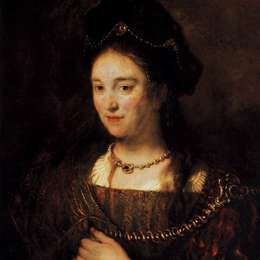 《萨斯基亚，艺术家的妻子》伦勃朗(Rembrandt)高清作品欣赏