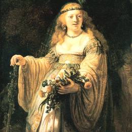 伦勃朗(Rembrandt)高清作品:Saskia van Uylenburgh in Arcadian Costume