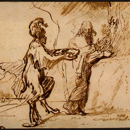 《撒旦诱惑基督将石头变成面包》伦勃朗(Rembrandt)高清作品欣赏