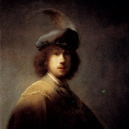 《戴着帽子的自画像》伦勃朗(Rembrandt)高清作品欣赏