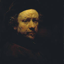 《带贝雷帽和翻领的自画像》伦勃朗(Rembrandt)高清作品欣赏