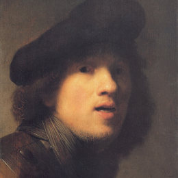伦勃朗(Rembrandt)高清作品:Self-portrait with Gorget and Beret