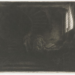 《黑暗中的圣杰罗姆》伦勃朗(Rembrandt)高清作品欣赏