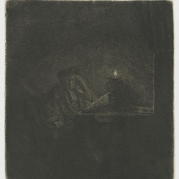 《烛光旁的学生》伦勃朗(Rembrandt)高清作品欣赏