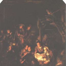 《牧羊人的崇拜（片段）》伦勃朗(Rembrandt)高清作品欣赏
