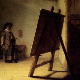 《工作室里的艺术家》伦勃朗(Rembrandt)高清作品欣赏