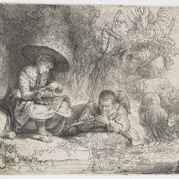 《笛子演奏者》伦勃朗(Rembrandt)高清作品欣赏