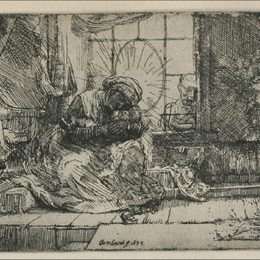 《带着猫的神圣家庭》伦勃朗(Rembrandt)高清作品欣赏