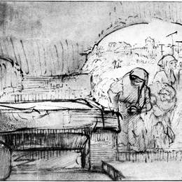 《坟墓里的三个玛丽》伦勃朗(Rembrandt)高清作品欣赏