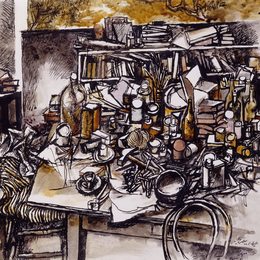 《演播室静物》雷纳托·古图索(Renato Guttuso)高清作品欣赏