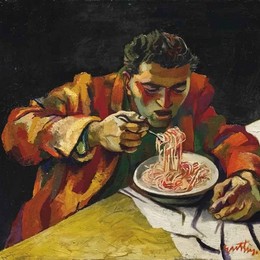 《人吃面条》雷纳托·古图索(Renato Guttuso)高清作品欣赏