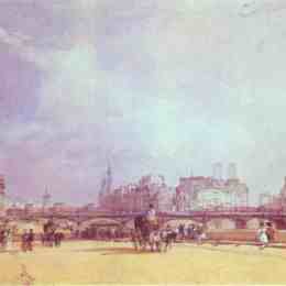 《巴黎。卢浮宫的码头。》理查德德·帕克斯·伯宁顿(Richard Parkes Bonington)高清作品欣赏
