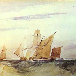 《肯特海岸的航运》理查德德·帕克斯·伯宁顿(Richard Parkes Bonington)高清作品欣赏