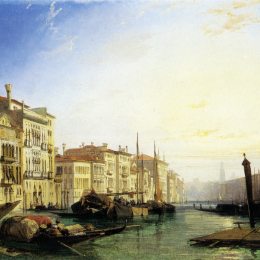《威尼斯大运河日落》理查德德·帕克斯·伯宁顿(Richard Parkes Bonington)高清作品欣赏