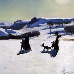 《雪场（伯克希尔的冬天）》罗克韦尔·肯特(Rockwell Kent)高清作品欣赏