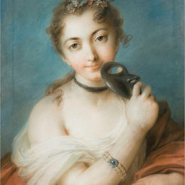 《带面具的女性肖像》罗萨尔巴·卡列拉(Rosalba Carriera)高清作品欣赏