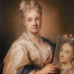 《自画像，她姐姐的肖像》罗萨尔巴·卡列拉(Rosalba Carriera)高清作品欣赏