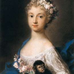 《抱猴的年轻女孩》罗萨尔巴·卡列拉(Rosalba Carriera)高清作品欣赏