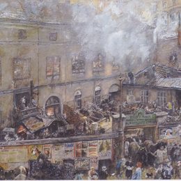 鲁道夫·冯阿尔特(Rudolf von Alt)高清作品:The iron foundry in Kitschelt Skodagasse in Vienna