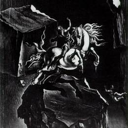 《岩石和愤怒的马睡在海里》萨尔瓦多·达利(Salvador Dali)高清作品欣赏