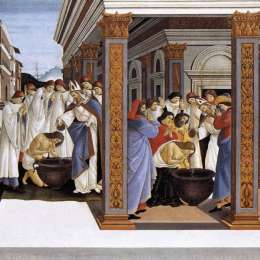 《圣泽诺比厄斯的洗礼与主教的任命》山德罗·波提切利(Sandro Botticelli)高清作品欣赏