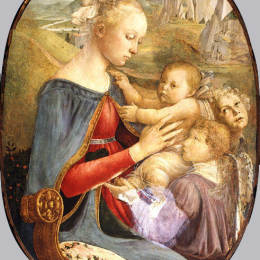 《麦当娜和两个天使的孩子》山德罗·波提切利(Sandro Botticelli)高清作品欣赏