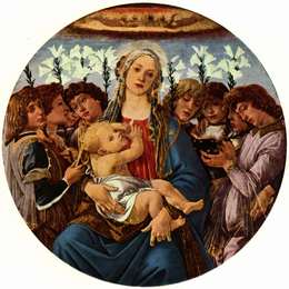 《麦当娜与孩子和歌唱天使》山德罗·波提切利(Sandro Botticelli)高清作品欣赏