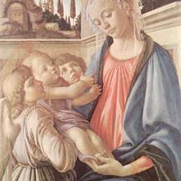 《麦当娜有两个天使》山德罗·波提切利(Sandro Botticelli)高清作品欣赏