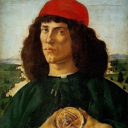 《一个拥有奖章的男人的肖像》山德罗·波提切利(Sandro Botticelli)高清作品欣赏