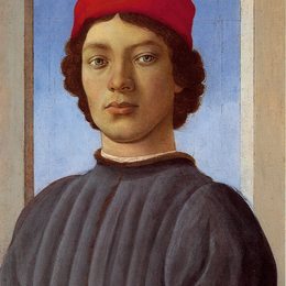 《一个红色的年轻人的肖像》山德罗·波提切利(Sandro Botticelli)高清作品欣赏