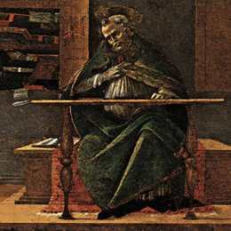 山德罗·波提切利(Sandro Botticelli)高清作品:St Augustine in his Study, predella panel from the Altarpiec