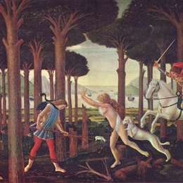 山德罗·波提切利(Sandro Botticelli)高清作品:The Story of Nastagio degli Onesti (I), from The Decameron,