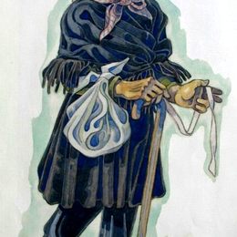 谢尔盖苏迪金(Serge Sudeikin)高清作品:Costume design for an old villager (probably for Balieff the