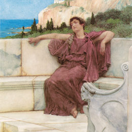 《一个女性形象休息（甜蜜无所事事）》劳伦斯·阿尔玛-塔德玛(Sir Lawrence Alma-Tadema)高清作品欣赏