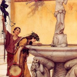 《维纳斯和巴克斯之间》劳伦斯·阿尔玛-塔德玛(Sir Lawrence Alma-Tadema)高清作品欣赏