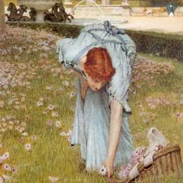 《弗洛拉跑到花园的别墅》劳伦斯·阿尔玛-塔德玛(Sir Lawrence Alma-Tadema)高清作品欣赏