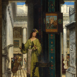 《在庙里》劳伦斯·阿尔玛-塔德玛(Sir Lawrence Alma-Tadema)高清作品欣赏