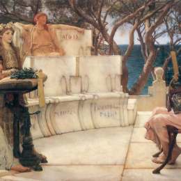 《萨福与阿乐凯奥斯》劳伦斯·阿尔玛-塔德玛(Sir Lawrence Alma-Tadema)高清作品欣赏