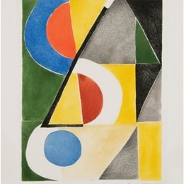 《三角形和半圆的抽象合成》索妮娅·德劳内(Sonia Delaunay)高清作品欣赏