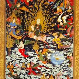 苏尔坦·穆罕默德(Sultan Muhammad)高清作品:The ascent of Muhammad to heaven (mirāj) (Khamseh)